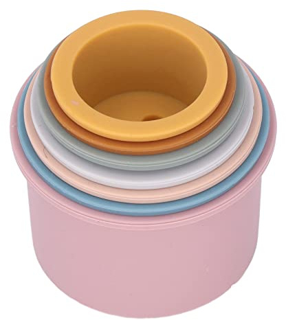Gobelets empilables, 7 pièces, Jouets de Bain empilables colorés en Silicone pour bébés, Tout-Petits, Jeux d'eau, Apprentissage des compétences de développement
