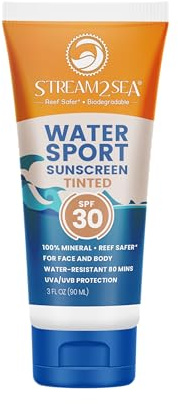 STREAM 2 SEA Tinted Sunscreen with SPF 30 All Natural, Biodegradable & Reef Safe| 90 ml oz Non Greasy & Moisturizing Mineral Sunscreen For Face and Body Protection