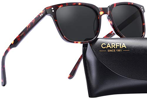 CARFIA Polarized Sunglasses for Women: Acetate, Small/Medium Size, UV400 Anti Glare CA5354