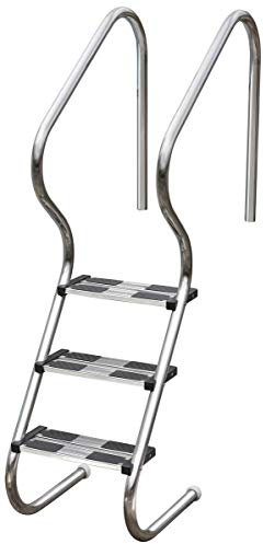 Gre EIE30 - Escalera de Seguridad para Piscinas Enterradas - Acero Inoxidable, Peldaños Antideslizantes y Sistema de Protección Infantil