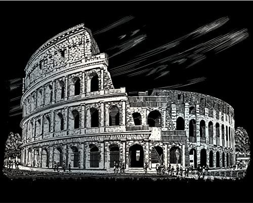 Pracht Creatives Hobby Royal & Langnickel - Kratzbild Kolosseum, Silber, Kratzbilder für Kinder und Erwachsene, mit Kratzstift und Vorlage, 4674-20101