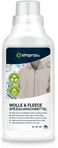 simprax® Fleece und Wollwaschmittel rückfettend, effektiv gegen Verfilzung, hält deine Kleidung weich und geschmeidig. Effektiv gegen Schmutz, Pflanzenbasiert, Hautverträglich, Merino, cashmere