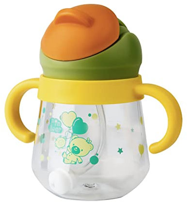 Qshare Kinder Trinklernbecher ab 6 Monate+,260ml Kinder Trinkflasche, Baby Trinkbecher mit Griffen Auslaufsichere Lecksicher, Baby Strohbecher Soft Auslauf Cup, BPA frei