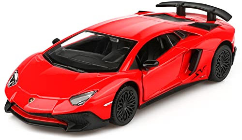 TOKAXI 1/36 Maßstab Lamborghini Aventador LP750-4 SV Diecast Modellautos, Rückziehfahrzeuge Spielzeugautos, Autos Geschenke für Jungen und Mädchen (Rot)