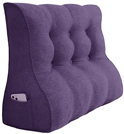 BNCKTRD Grande cuscino da lettura con schienale alto, cuscino lombare per il massimo relax e piacere di lettura, con rivestimento in lino lavabile, 100 cm, viola