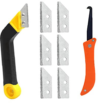 Vasemele 8 Pièces Outil de Décapant à Coulis Outils de Retrait de la Mortier Grattoir pour Carrelage de Lames pour le Nettoyage de Carreaux Grattoir à Joints De Carrelage Dissolvant de Joint Incliné