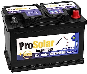 ProSolar AGM Batterie 12v 100Ah Solarbatterie akku Solar Deep Cycle Verbraucherbatterie Wohnwagen Versorgungsbatterie Bootsbatterie 100 Ah