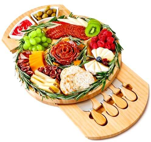 Charcuterie Boards, Thereye Cheese Board with Knife Set, Bamboo Charcuterie Board Set-𝐂𝐡𝐫𝐢𝐬𝐭𝐦𝐚𝐬 𝐆𝐢𝐟𝐭, Housewarming Gift, Wedding Gift