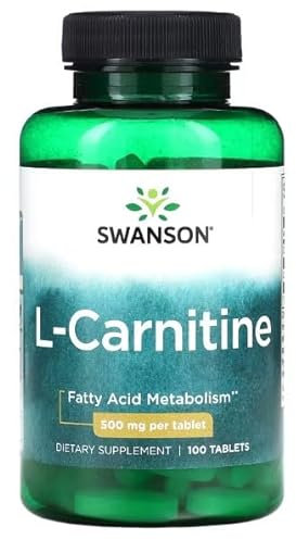Swanson L-Carnitine 500mg - 100 tabs | Comprimés Energie et Brûleur de Graisse, Complément Naturel pour Métabolisme et Performance