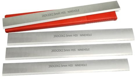 Ninehole 4 Piezas HSS Cuchilla de cepilladora 260mm Para rabot Lurem 260 y Kity 260, 260mm Cuchillas Cepilladoras Para Maquinaria De Carpintería, 260 x 20 x 2.5mm
