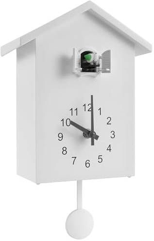 Jorzer Orologio da parete per cucù minimalista con funzionante moderno orologio cucù appeso/orologio da parete a pendolo per parete, scrivania, casa, ufficio, 7.9x3.5x9.8