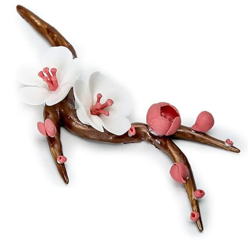 Jardin Ornement Sculpture Mini ornements de fleurs de prunier en céramique, Figurine de fleurs de prunier en porcelaine, for décoration de jardin de mariage à domicile