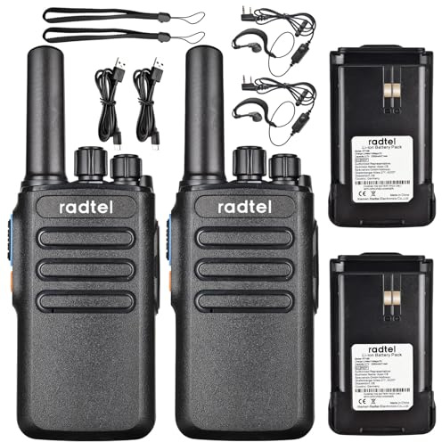 Radtel RT16 PMR446 Walkie Talkie Recargable 16 Canales Radio Sin Licencia CTCSS DCS Walky Walky Radio con Carga USB-C para Construcción Restaurante Supermercado (2 Pack)