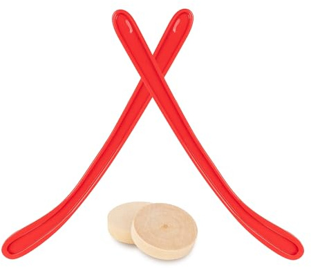 Replacement Hockey Stick and Wooden Puck Set, 2 Sticks & 2 Pucks, Tabletop Game