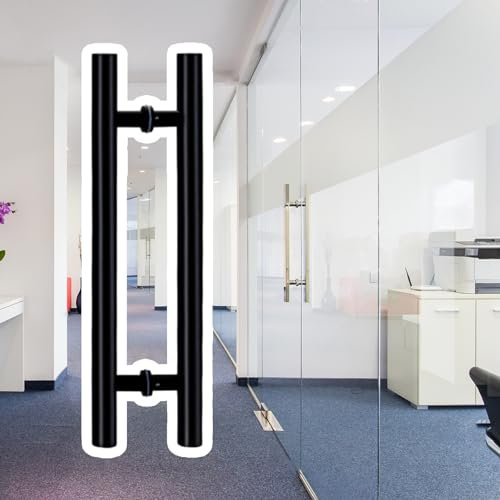 Maniglie scorrevoli per porta in vetro, a due lati, a pressione, rotonda, per porte del bagno, doccia, uso interno ed esterno (nero opaco, 150 cm x 110 cm)