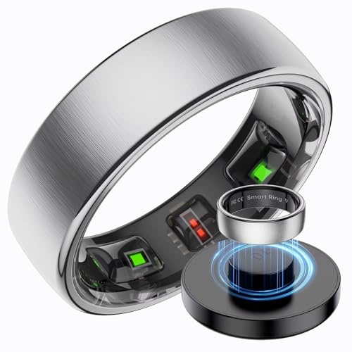 Anillo inteligente de acero inoxidable para hombres y mujeres, resistente al agua 5 ATM, anillo de fitness con rastreador de actividad, compatible con Android e iOS, anillo de sueño, pulsómetro