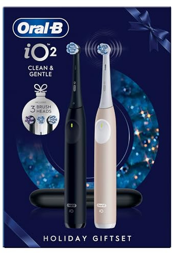 Oral-B Cepillo de dientes eléctrico iO Series 2, paquete doble, cepillo eléctrico, incluye 3 cabezales, estuche de viaje, 3 modos de cepillado para el cuidado dental, bien probado (2,2) de Stiftung