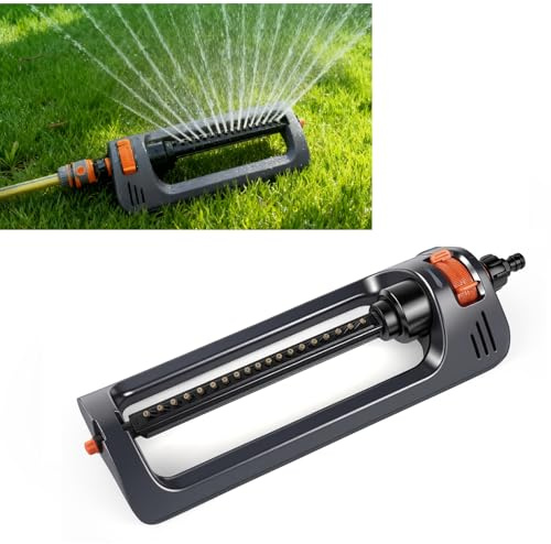 Nikou Arroseur de Jardin Oscillant Automatique, 19 Buses de Sortie, Asperseur Arrosage Pelouse et Gazon, Arroseur pour Surfaces, Pelouse, Jardin, Cour, Refroidissement des Champs, Irrigation