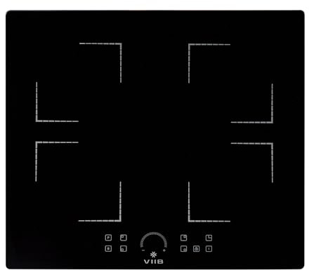 VIIB Induction Hob 60cm, 4 Zone Electric Cooktop, 7000W Built-In Hob, Touch Control, Booster, Timer, Child Lock, Auto Shut-Off, Black Glass – Square Zone Design