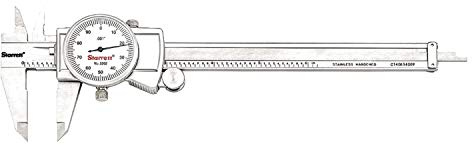 Starrett Dial Caliper with Adjustable Bezel and Fitted Case - White Face, 0-6 Range, -0.001 Accuracy, .001 Graduation - 3202-6