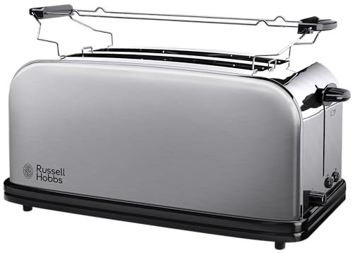 Russell Hobbs Adventure 23610-56 – Tostadora, 2 Ranuras Largas y Anchas, para 4 Rebanadas, Acero Inoxidable, Plata