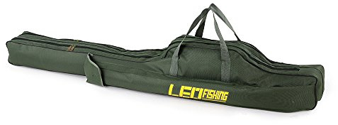Lixada 100 cm/150 cm Borse da pesca versatili pieghevoli borsa da canna da pesca, borse con cerniera, borse portatasche (verde scuro-150 cm)