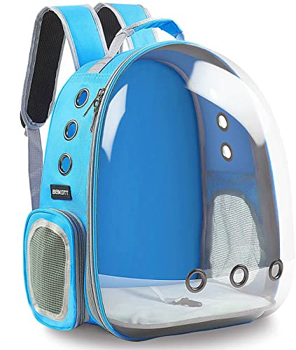 BEIKOTT Sac à Dos de Transport pour Chat, Chien, Sac à Dos à Bulles pour Petits Chats, Chiots, Lapins, approuvé par Les compagnies aériennes, Sac à Dos à Capsule Transparente ventilé pour Voyage,
