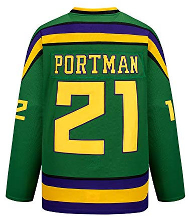 Gmjay Portman #21 mäktiga ankor ishockey tröja film hockey gröna sydda bokstäver nummer S-XXXL, L