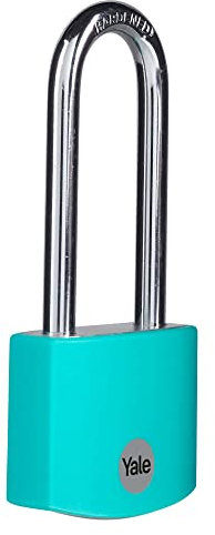 Yale - YE3B/38/156/1/TE Standard Security 38mm Aluminium Padlock with Long Shackle - Teal - Long Hardened Steel Shackle - 3 Keys