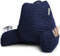 Clara Clark Cut Plush Striped Reading Pillow for Kids & Teens, Back Support Pillow, Shredded Memory Foam Bed Rest Pillow with Arms, Medium, Navy