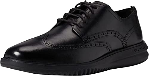 Cole Haan Homme Grand+ Richelieu à Bout Golf Tissu Oxford, Cuir Noir, 43 EU Large