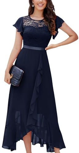 Berylove Women's Formal Party Dresses Flutter Short Sleeve Wedding Dresses Long Evening Gowns Prom Dresses