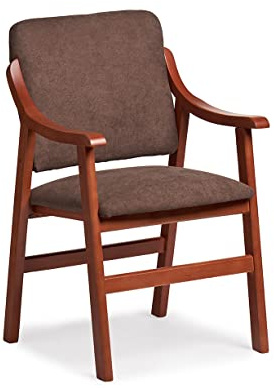 Abuelo a Gusto- Silla Comedor con Brazos de Madera de Haya, con Respaldo Recto. Ideal para Dormitorio, Comedor o Salida.. Tamaño: 87x55x55 cm. (Cerezo, Marrón)