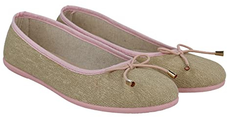 PAYMA - Bailarinas de Mujer Johanna Rivero. Fabricadas en España. Manoletinas. Francesitas. Sabrinas de Verano. Planta Acolchada. Punta Redonda. Color: Beige. Talla: EU 39