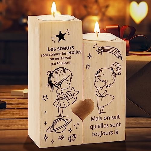 Tulolvae Cadeau Soeur Anniversaire, Candélabre Idee Cadeaux pour Femme, Original Noel Saint Valentin Original Utile Cadeau pour Ma Grande Petite Sœurs