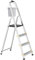 Relaxdays Trittleiter klappbar, 4 Stufen, Aluminium, 150 kg, mit Sicherheitsbügel, HBT: 137 x 43 x 75 cm, Silber/schwarz