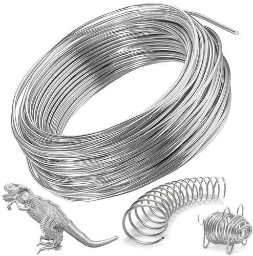 Aluminiumdraht 3mm x 20 m, Flexibel Biegbar Silberdraht zum Basteln Aluminiumdraht, Basteldraht 3mm Schmuckdraht Bindedraht für Schmuck,Dekoteile,DIY-Skulpturen,Kranzherstellung & Bonsai-Bäume,Silber