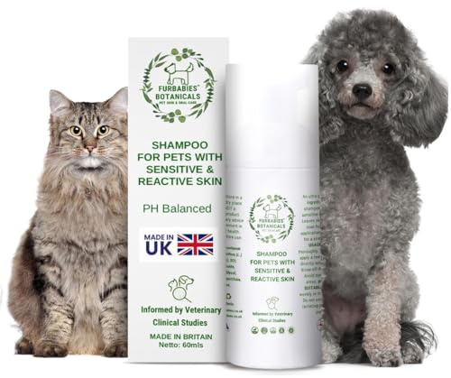 FURBABIES SENSITIVE SKIN PREMIUM 2 in 1 Short Hair Dog & Cat Shampoo for Itchy Skin | pH-Balanced, Hypoallergenic, Lavender Natural Shampoo | Pet Odour Remover|Vegan| Paraben-Free| 120 Pumps