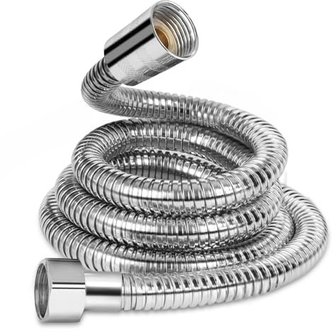 RUIXUE® Duschschlauch 1,5m, Edelstahl Flexibler Brauseschlauch Verdreh-und Knickschutz,universelles G ½” Anschlussmaß. (Silber-304, 1.50m)