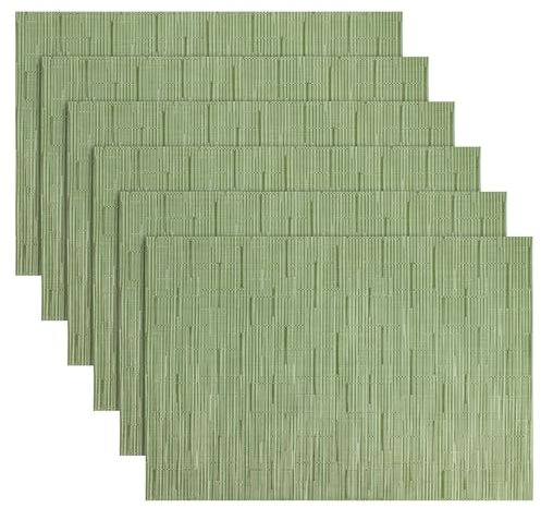 KELIODY Green Rectangular Table Placemats Set of 6, 30cm x 45cm, Heat Resistant & Waterproof, Easy to Clean