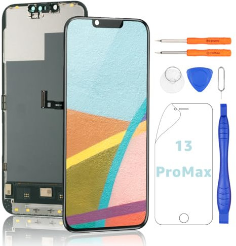 Yodoit für iPhone 13 Pro Max 6.7 Zoll LCD Bildschirm FHD Touch Display Digitizer mit Reparatur Kit, Schutzfolie, Kompatibel mit Modell A2484, A2641, A2644, A2645, A2643