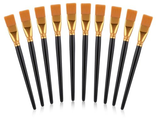 10 Stück 20mm Flache Acryl Pinsel, Künstler PinselSets Schwarz Pinselset Acrylfarben Pinsel Hohe Qualität Malpinsel für Künstler, Erwachsener, Student, Acrylmalerei, Ölmalerei, Gouache