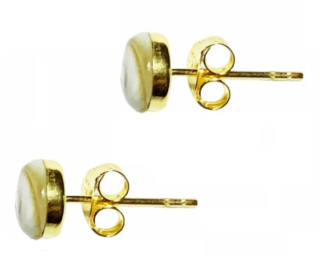 Clous d'oreilles oeil de sainte lucie plaqué or ronde 8 mm (sur argent)