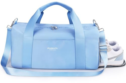 Borsa Palestra Donna & Uomo,Adulti Borsa Sportiva con Porta Scarpe e Tasca Umida da Viaggio, Sport, Fitness, Piscina(Cielo Blu,49x20x25 CM,25L)