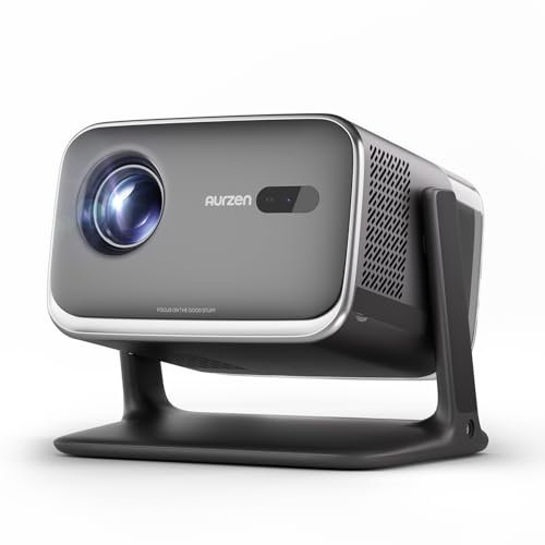 Aurzen Boom Mini 4-in-1 Smart Beamer mit Google TV, 4K Unterstützt Heimkino & Outdoor Projektor, 20W DoIby Audio, 500 ANSI Projector, ToF Autofokus & Trapezkorrektur, WLAN/Bluetooth/Handy (Schwarz)