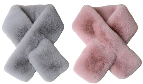 CVDYWDJIE 2 st mjuk och varm halsduk, rosa och grå plyschhalsduk, vintertillbehör för barn