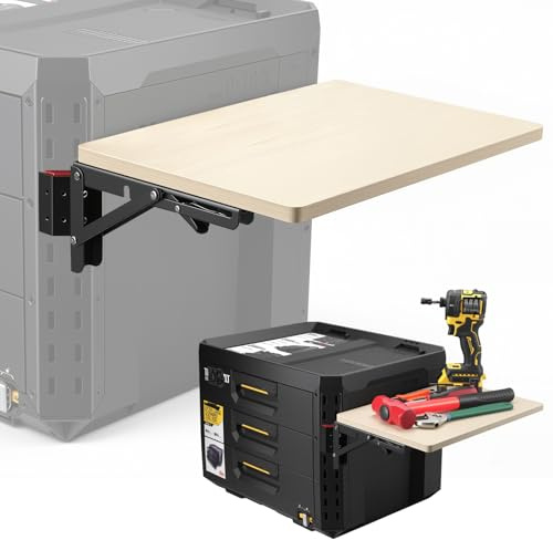 Heavy Duty Foldable Work Table Fit for ToughBuilt StackTech Toolbox, Portable Side Workbench Attachment with 50 lbs Load Capacity,Packout Toolbox Accessories