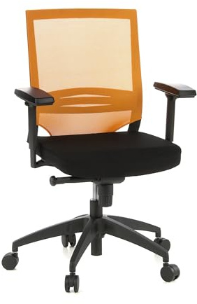 hjh OFFICE 657232 Profi Bürostuhl Porto Base Stoff/Netz Orange Drehstuhl ergonomisch, Armlehnen & Lordosenstütze verstellbar