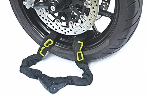 OJ JM0590 Catena Antifurto in Acciaio con 3 Chiavi Piatte – Lucchetto di Sicurezza per Moto e Scooter con Rivestimento Protettivo, Sistema Robusto per Parcheggio e Garage