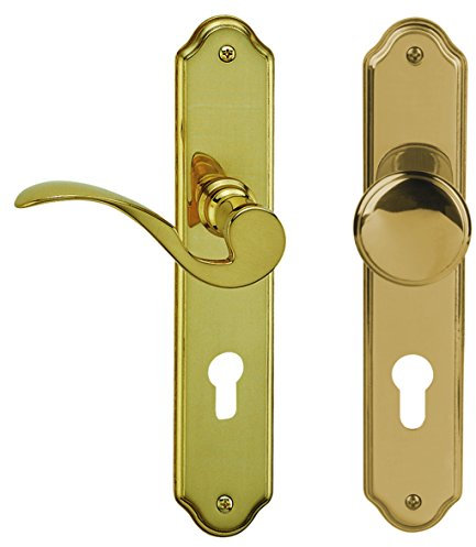 Alpertec 32210773 Neal-LS Messing poliert PZ Links Drückergarnitur Türdrücker Türbeschläge Neu, Wohnungseingangstüren DIN Rechts